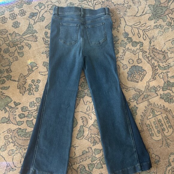 Spanx size M Two Toned Flare Jeans Mixed Indigo Wash Regular Length EUC worn 1X - Picture 2 of 12